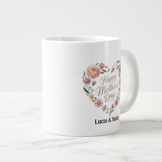 Pastel Blume Floral Happy Mother's Gift Day Jumbo Jumbo-Tasse (Vorderseite Rechts)