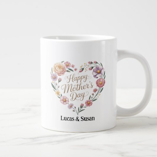 Pastel Blume Floral Happy Mother's Gift Day Jumbo Jumbo-Tasse (Rechts)