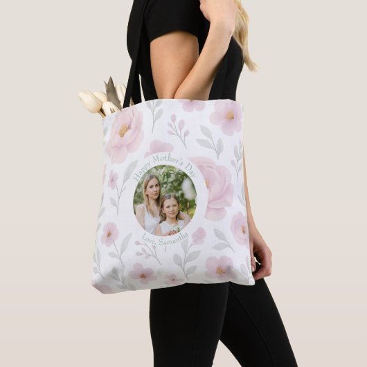 Pastel Blume & Foto - Personalisierter Muttertag - Tasche (Von Nahem)