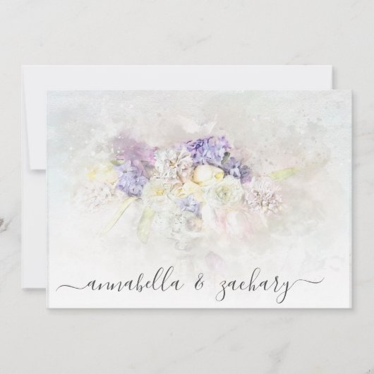 *~* Pastel Blume FOTO UAWG QR AR26 WEDDING Einladung (Vorderseite)