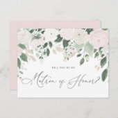 Pastel Blume Glitzer Matron of Honour Vorschlag Einladungspostkarte (Vorne/Hinten)