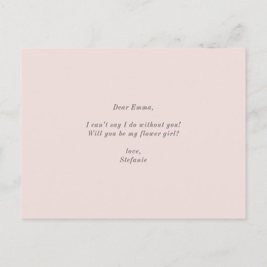 Pastel Blume Glitzer werden Sie mein Blumenmädchen Einladungspostkarte (Rückseite)