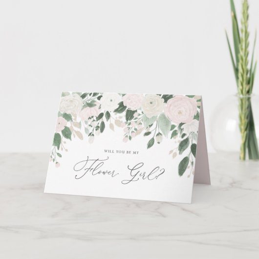 Pastel Blume Glitzer werden Sie mein Blumenmädchen Karte (Vorderseite)