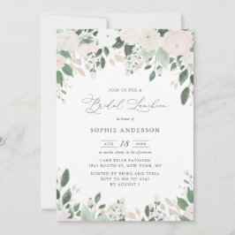 Pastel Blume Gold Glitzer Blätter Bridal Luncheon Einladung