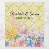 Pastel-Blume Hochzeitwein Weinetikett (Einzelnes Label)