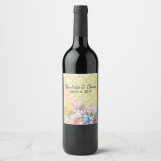 Pastel-Blume Hochzeitwein Weinetikett