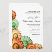 Pastel Blume Mint Coral Peach Hochzeit Einladung (Vorne/Hinten)