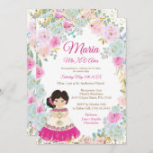 Pastel Blume Mis XV Anos Einladung zum Geburtstag (Vorne/Hinten)