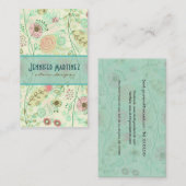 Pastel Blume mit einfacher Handzeichnung Retro Visitenkarte (Vorne/Hinten)