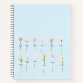 Pastel-Blume-Notebook - Minimales botanisches Desi Notizblock