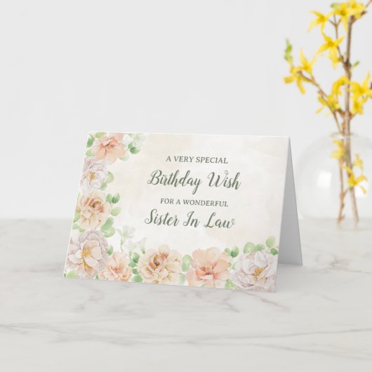 Pastel Blume Sister Law Birthday Card Karte (Gelbe Blume)