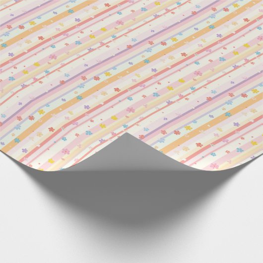 Pastel Blume Streifen Bridal Baby Shower Girls Geschenkpapier (Ecke)