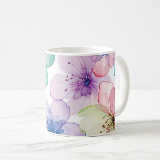 Pastel Blume Tasse (VorderseiteRechts)