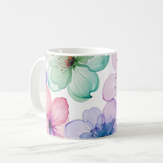 Pastel Blume Tasse (Vorderseite Links)