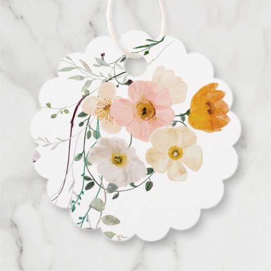 Pastel Blume und Grünpflanzen Erste Heilige Kommun Geschenkanhänger (Rückseite)