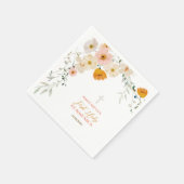 Pastel Blume und Grünpflanzen Erste Heilige Kommun Serviette (Ecke)