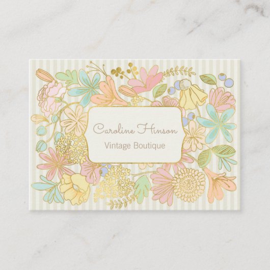Pastel Blume Visitenkarte mit Gold-Effekt (Vorderseite)