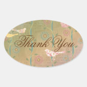 Pastel Blume Vögel Danke Oval Aufkleber (Vorderseite)