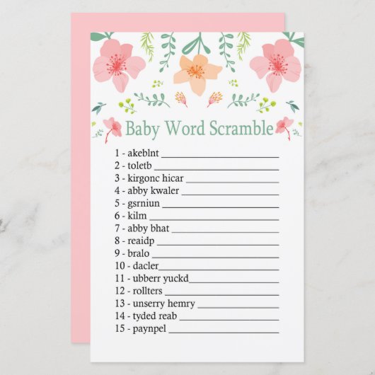 Pastel Blume Wortschatzspiel (Vorne/Hinten)