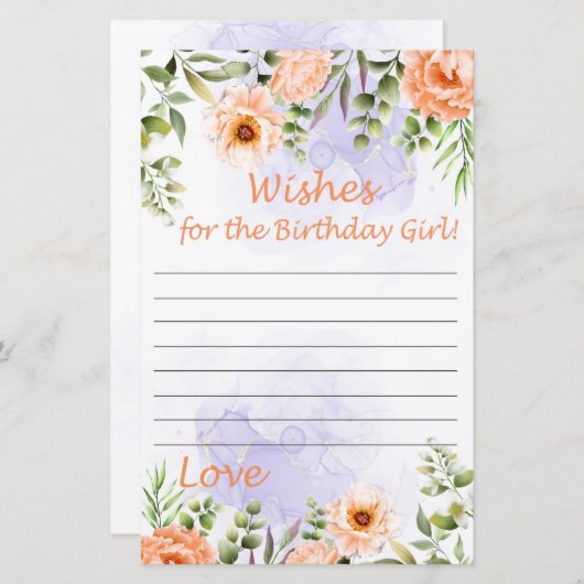 Pastel Blume wünscht Geburtstagsmädchen (Vorne/Hinten)