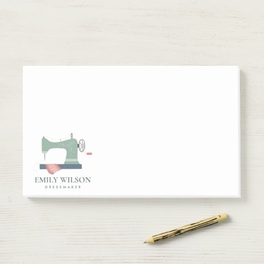 PASTEL BLUSH AQUA GREEN PINK SEWMACHINE TAILOR POST-IT KLEBEZETTEL (Auf Schreibtisch)