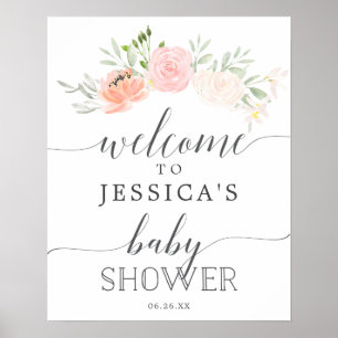Pastel Blush Baby Dusche Begrüßungszeichen Poster