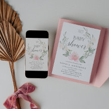 Pastel Blush Blumengrün Babydusche