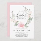 Pastel Blush Blumengrün Bridal Brunch Einladung (Vorne/Hinten)