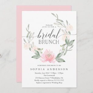 Pastel Blush Blumengrün Bridal Brunch Einladung