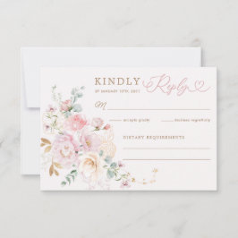 Pastel Blush Blumengrün Wedding RSVP Karte