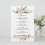 Pastel Blush Botanisches Hochzeitsmenü von Elfenbe (Stehend Vorderseite)