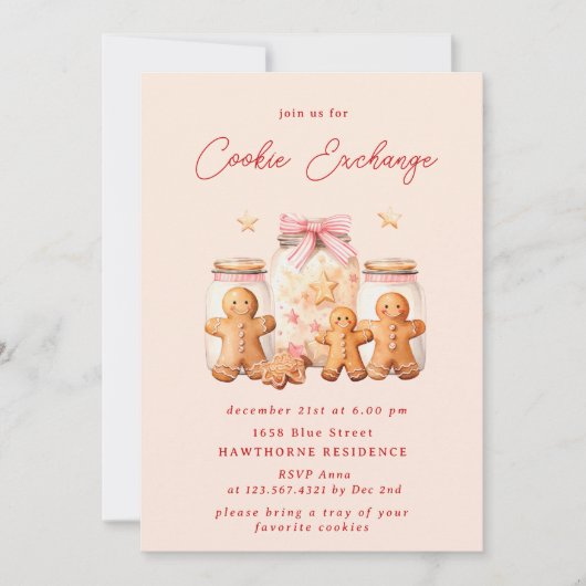 Pastel Blush Cookie Exchange Weihnachts-Party Einladung (Vorderseite)