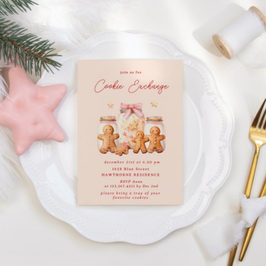 Pastel Blush Cookie Exchange Weihnachts-Party Einladung