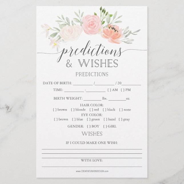 Pastel Blush Doppelseitige Babyduschspiele (Vorderseite)