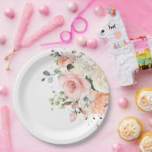 Pastel Blush Elfenbeinrosa Botanische Hochzeit mit Pappteller (Party)