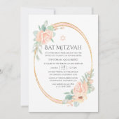 Pastel Blush Floral Geometric Bat Mitzvah Einladung (Vorderseite)