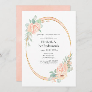 Pastel Blush Floral Geometric Bridesmaids Luncheon Einladung