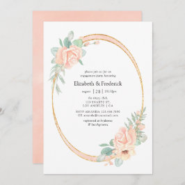 Pastel Blush Floral Geometric Engagement Party Einladung
