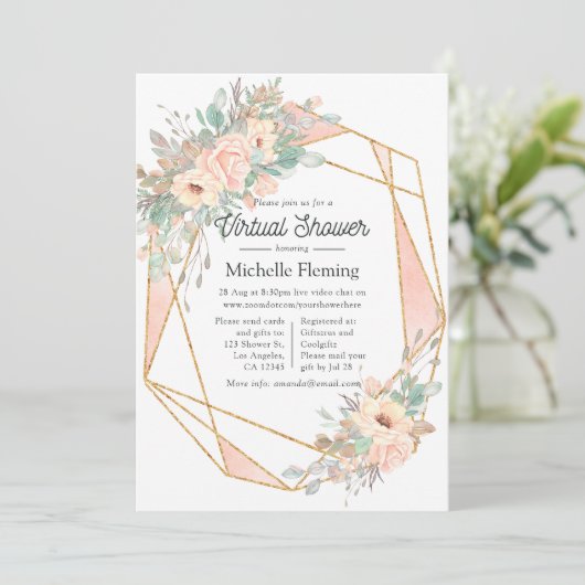 Pastel Blush Geometric Virtual Dusche Einladung