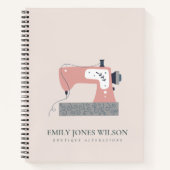 PASTEL BLUSH GRAY PEACH PINK SEWMACHINE TAILOR NOTIZBLOCK (Vorderseite)