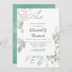 Pastel Blush Greenerity Hochzeitliches Probe-Dinne Einladung