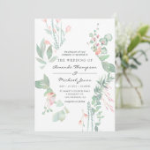 Pastel Blush Greenerity Wedding Einladung (Stehend Vorderseite)