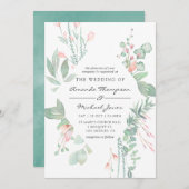 Pastel Blush Greenerity Wedding Einladung (Vorne/Hinten)