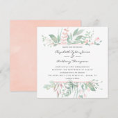 Pastel Blush Greenerity Wedding Einladung (Vorne/Hinten)
