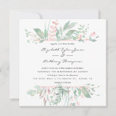 Pastel Blush Greenerity Wedding Einladung (Vorderseite)