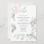 Pastel Blush Greenerity Wedding Einladung (Vorderseite)