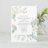 Pastel Blush Greenerity Wedding Einladung (Stehend Vorderseite)