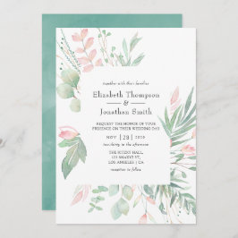 Pastel Blush Greenerity Wedding Einladung