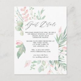 Pastel Blush Greenerity Wedding Guest Details Begleitkarte