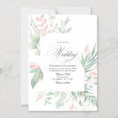 Pastel Blush Greenerity Wedding Magneteinladung (Vorderseite)